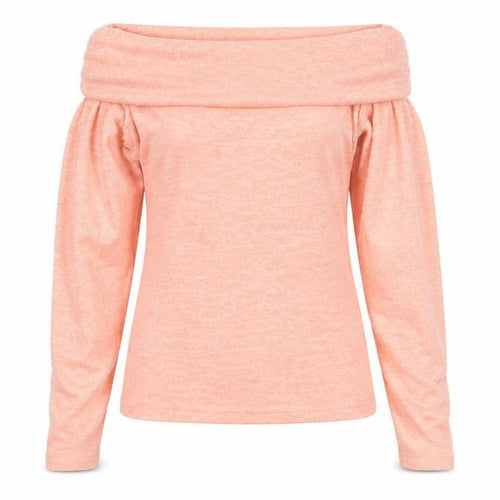 Bershka Women Pink Off Shoulder Long Sleeve Top Size L