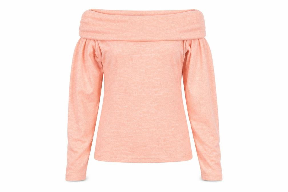 Bershka Women Pink Off Shoulder Long Sleeve Top Size L