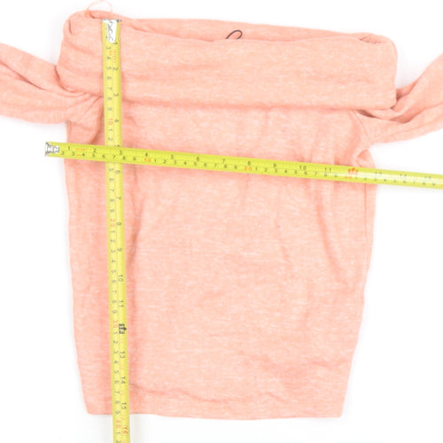Bershka Women Pink Off Shoulder Long Sleeve Top Size L
