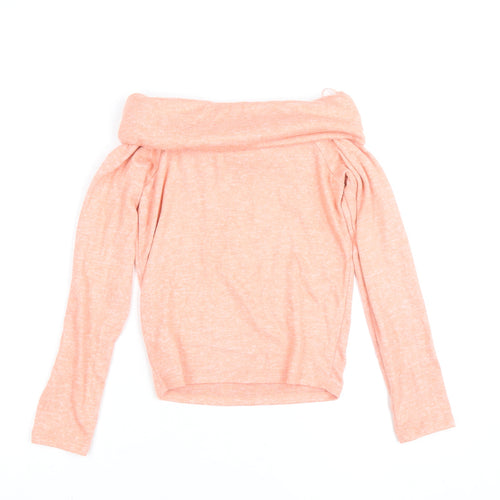 Bershka Women Pink Off Shoulder Long Sleeve Top Size L