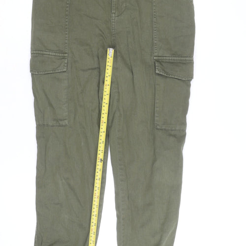 New Look Women Green Cargo Trousers Size 12 Cotton Elastic Waist