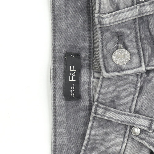 F&F Women’s Grey Straight Leg Mid Rise Jeans Size S