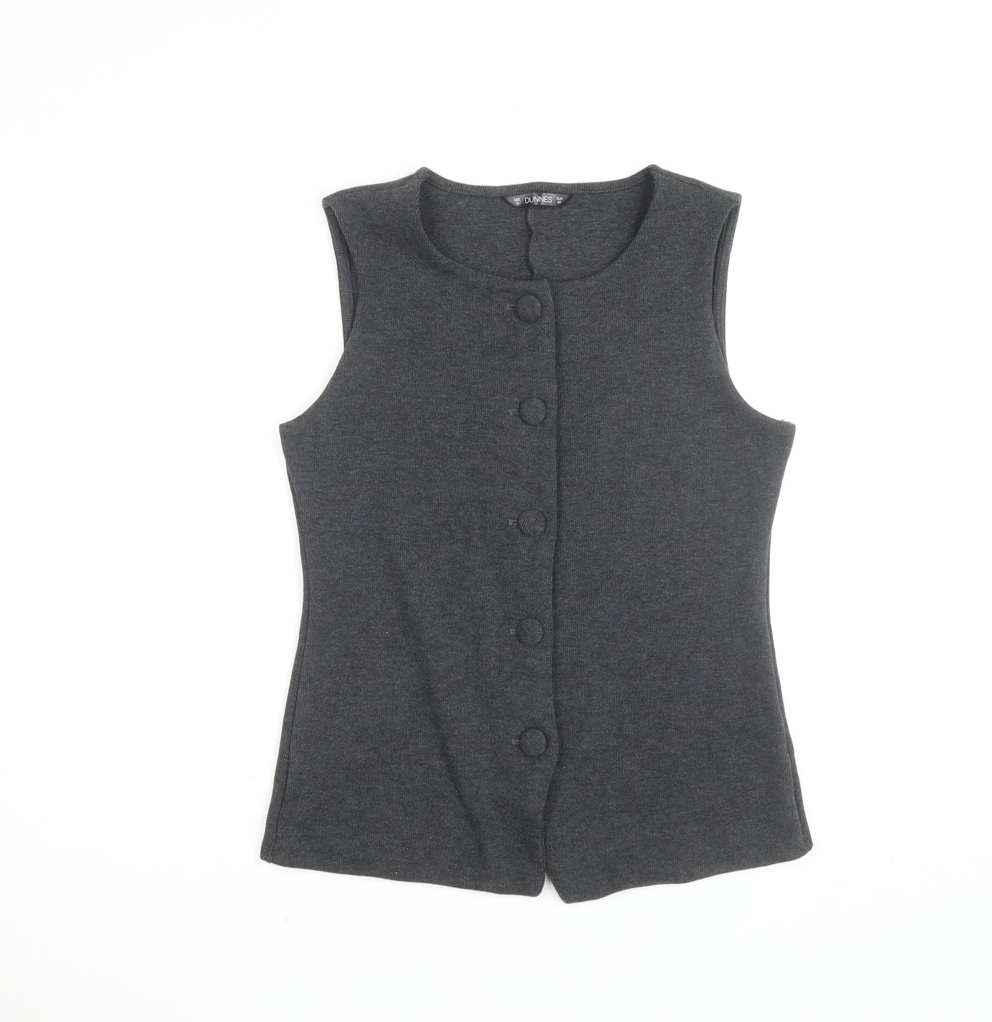 Dunnes Women Grey Sleeveless Knit Button Blouse Size 12