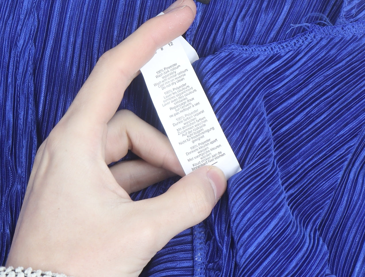 Boohoo Womens Blue Pleated Wrap Blouse Size 12 Long Sleeve