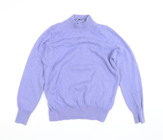 Marks and Spencer Women Purple Cashmere Mock Neck Jumper Size 18