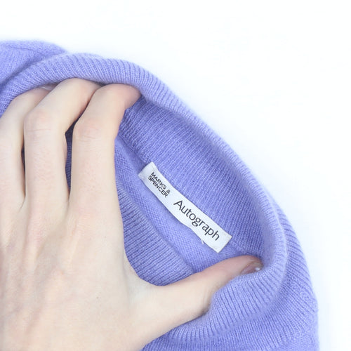 Marks and Spencer Women Purple Cashmere Mock Neck Jumper Size 18