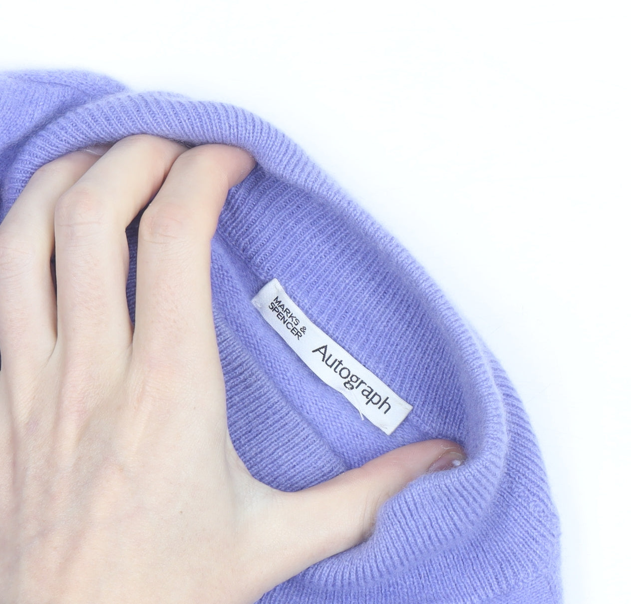 Marks and Spencer Women Purple Cashmere Mock Neck Jumper Size 18