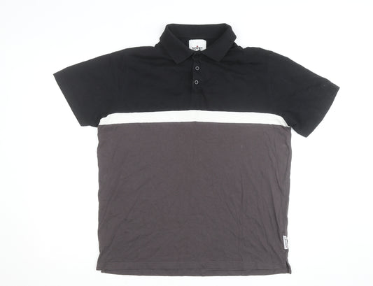 Soviet Men’s Black Colourblock Polo Shirt XL Regular Fit