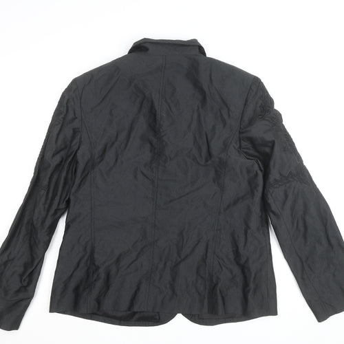 Basset Women's Black Collared Long Sleeve Button Blouse Size 16