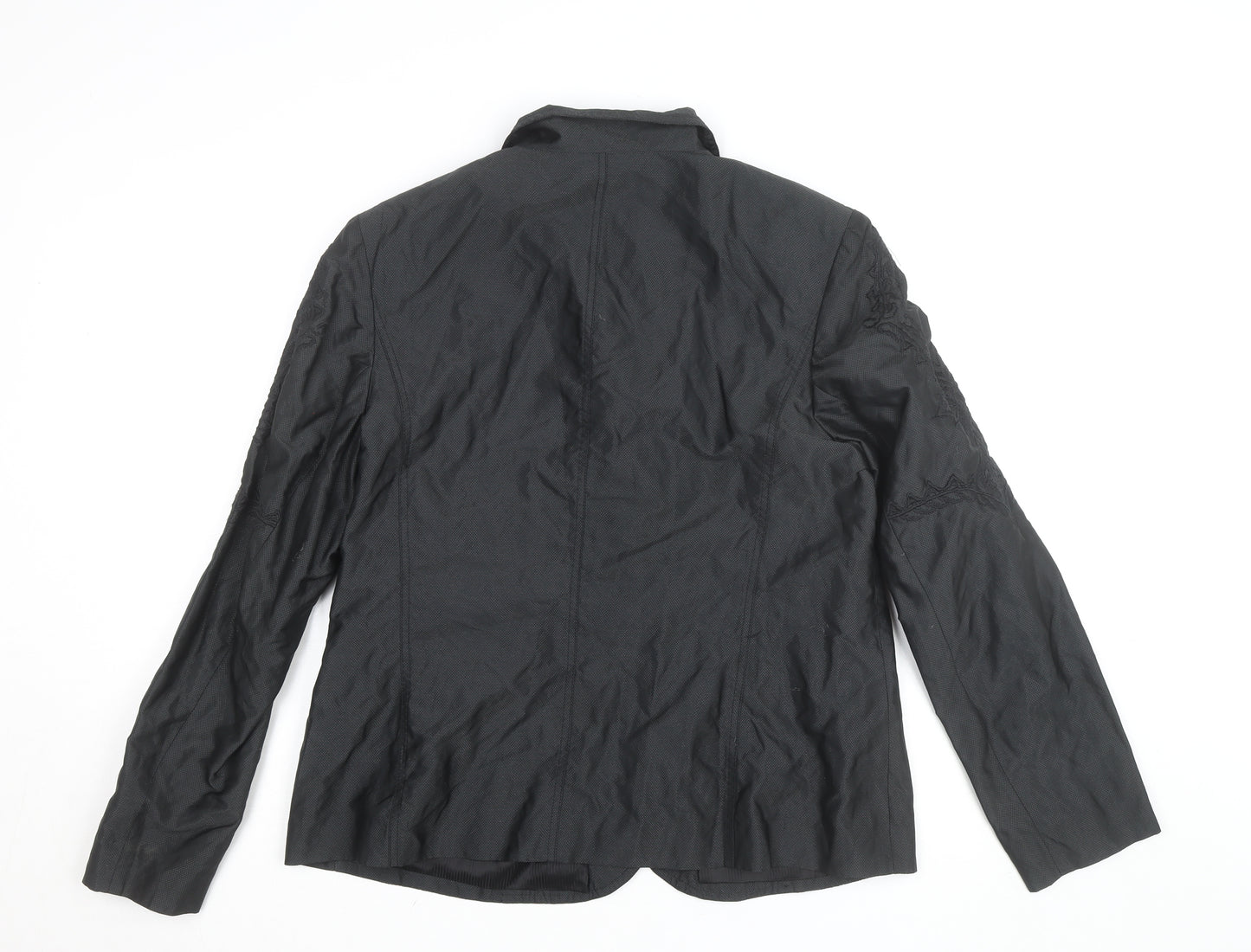 Basset Women's Black Collared Long Sleeve Button Blouse Size 16