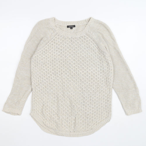 Mystify Womens Beige Knit Pullover Jumper Medium 100% Cotton