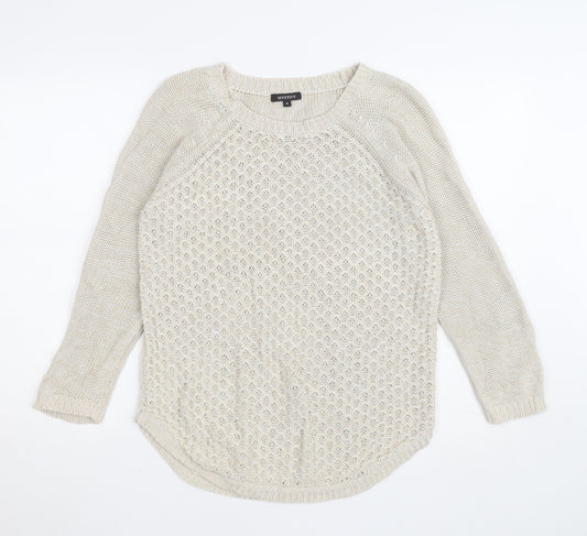 Mystify Womens Beige Knit Pullover Jumper Medium 100% Cotton