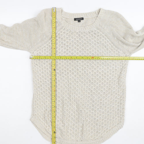 Mystify Womens Beige Knit Pullover Jumper Medium 100% Cotton