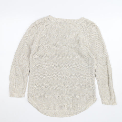 Mystify Womens Beige Knit Pullover Jumper Medium 100% Cotton