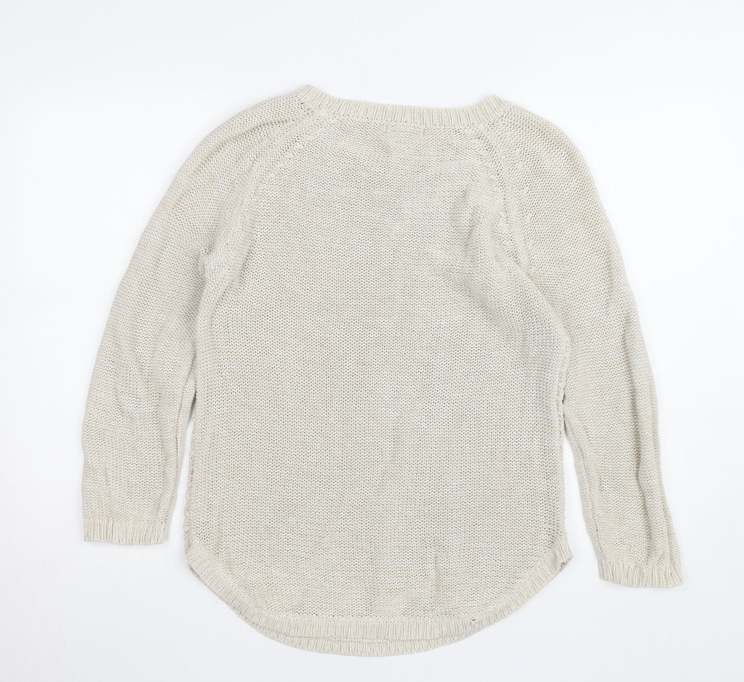 Mystify Womens Beige Knit Pullover Jumper Medium 100% Cotton