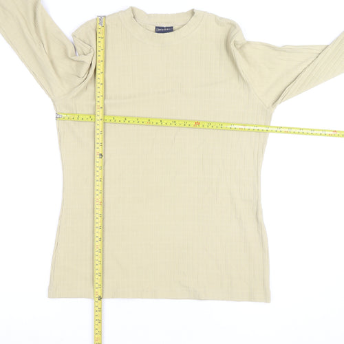 SAND BASIC Women's Beige Long Sleeve Ribbed Crew Neck Top Size L