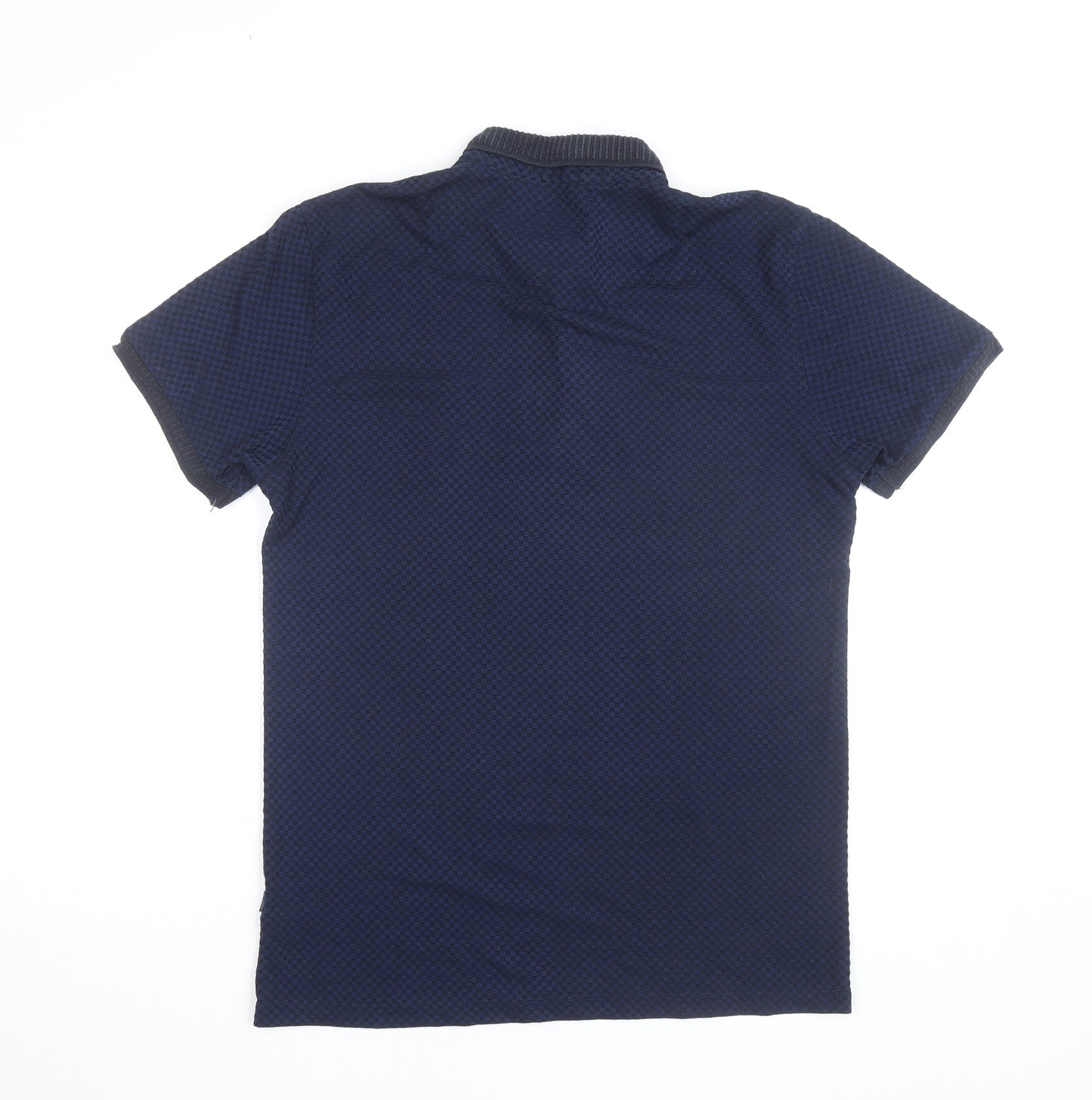 XV Kings Men's Blue Check Polo Shirt Size L Button Collar