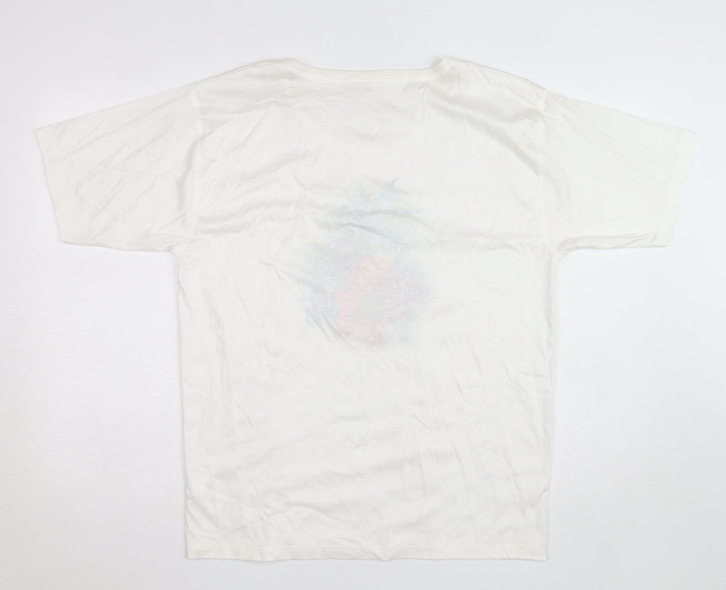 Lucia Women's White Floral Embroidered Cotton T-Shirt Size M
