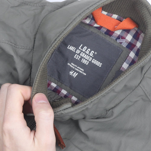 H&M L.O.G.G. Men's Green Bomber Jacket Size S Full Zip