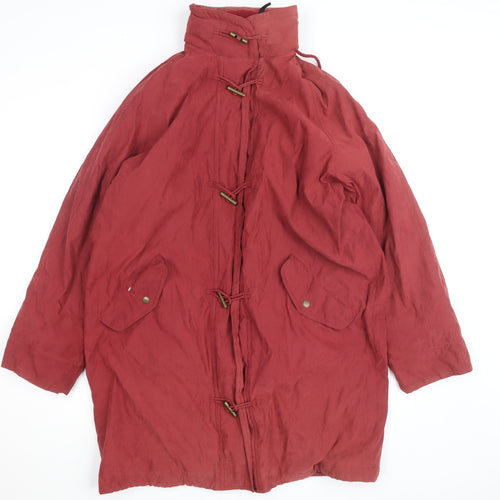 Red/Green Mens Red Toggle Overcoat L Polyester Blend Lined Jacket