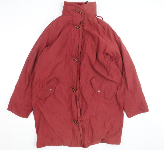 Red/Green Mens Red Toggle Overcoat L Polyester Blend Lined Jacket
