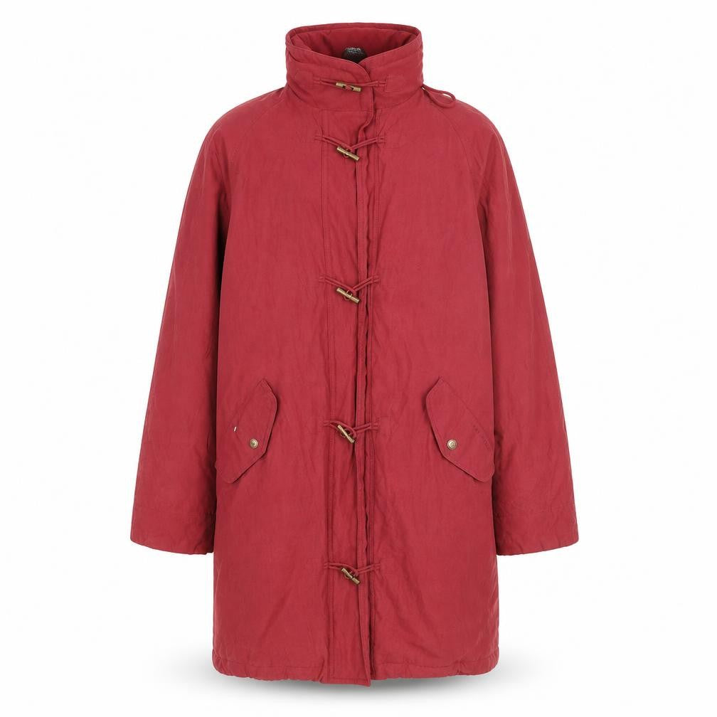 Red/Green Mens Red Toggle Overcoat L Polyester Blend Lined Jacket
