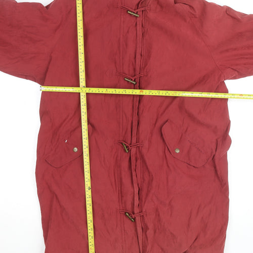 Red/Green Mens Red Toggle Overcoat L Polyester Blend Lined Jacket