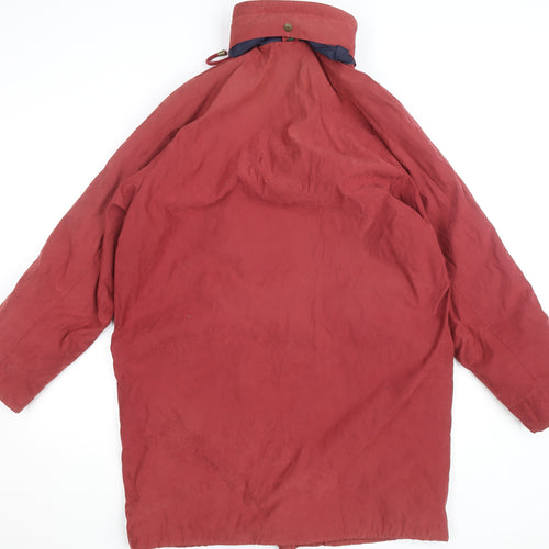 Red/Green Mens Red Toggle Overcoat L Polyester Blend Lined Jacket