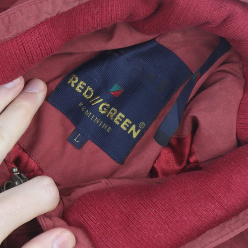 Red/Green Mens Red Toggle Overcoat L Polyester Blend Lined Jacket