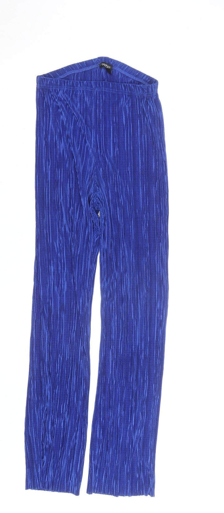 Boohoo Women's Blue Pleated Wide-Leg Trousers Size 12
