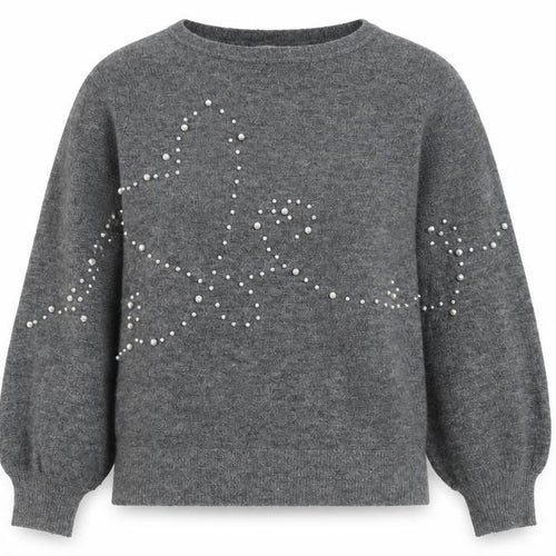 Monsoon Women's Grey Wool Blend Beaded Pullover Jumper M