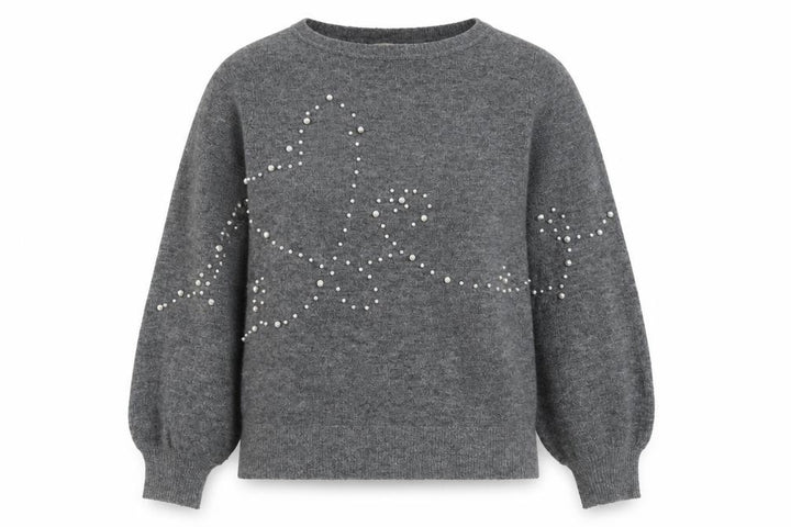Monsoon Women's Grey Wool Blend Beaded Pullover Jumper M