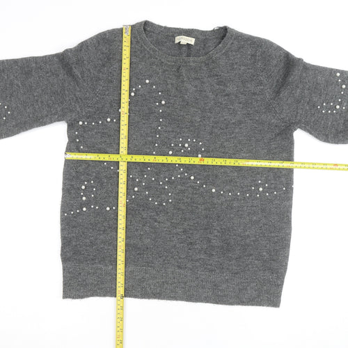 Monsoon Women's Grey Wool Blend Beaded Pullover Jumper M