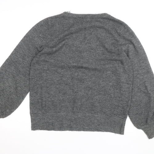 Monsoon Women's Grey Wool Blend Beaded Pullover Jumper M