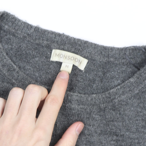 Monsoon Women's Grey Wool Blend Beaded Pullover Jumper M