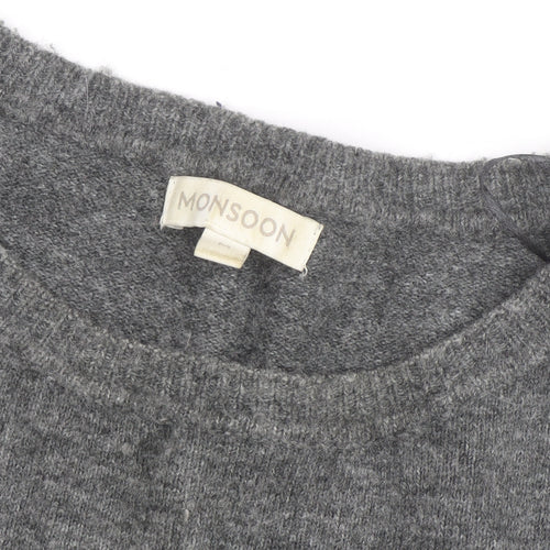 Monsoon Women's Grey Wool Blend Beaded Pullover Jumper M