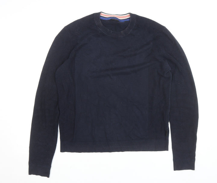 Ted Baker Men's Blue Cotton Crew Neck Pullover Jumper M