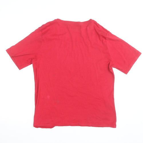 Paco Boutique Womens Red Rhinestone T-Shirt Size L Cotton Short Sleeve