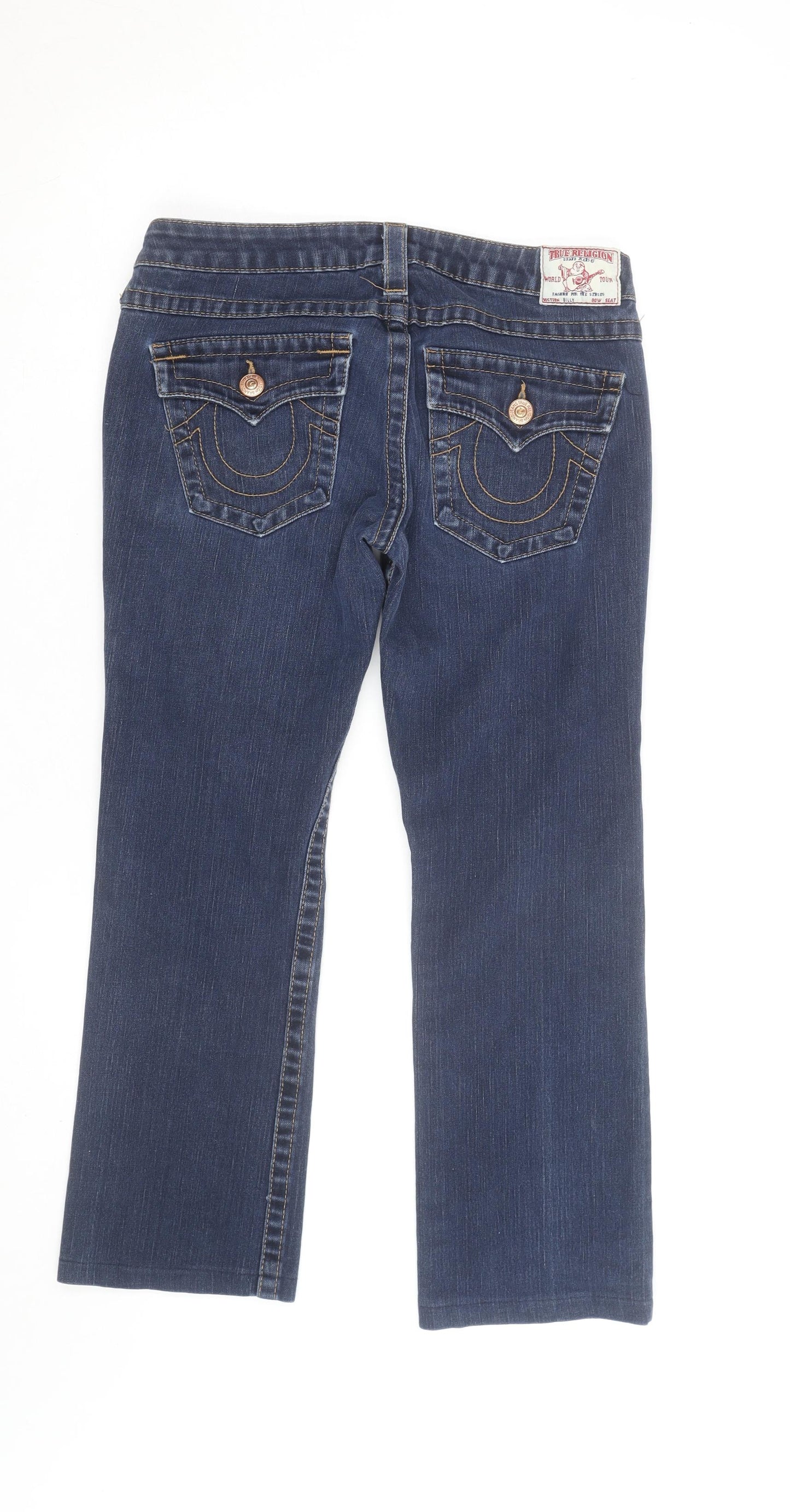 True Religion Womens Blue Straight Slim Fit Jeans Size 12