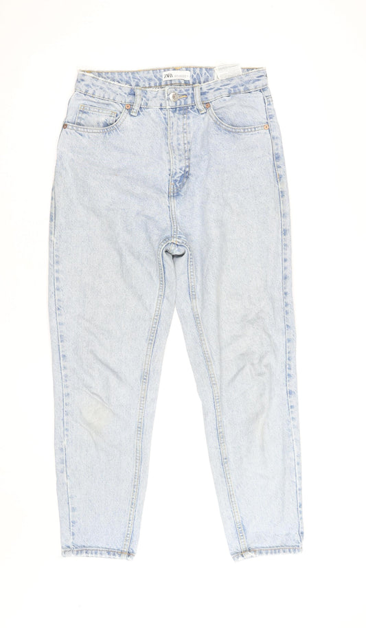 Zara Women Blue High Waist Mom Jeans Size 10 Regular