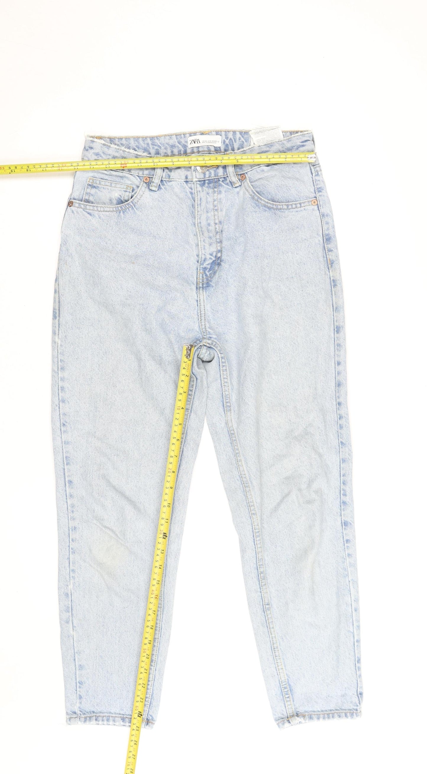 Zara Women Blue High Waist Mom Jeans Size 10 Regular