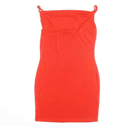 Boohoo Women’s Red Bodycon Strapless Knee Length Dress Size 10