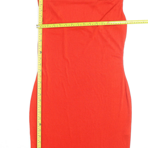 Boohoo Women’s Red Bodycon Strapless Knee Length Dress Size 10