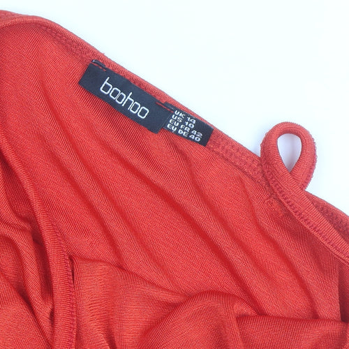 Boohoo Women’s Red Bodycon Strapless Knee Length Dress Size 10