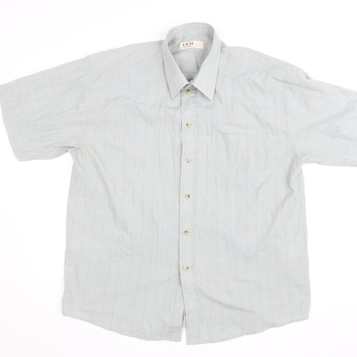EWM Men's Grey Check Short Sleeve Button-Up Shirt Size L