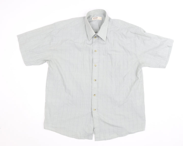 EWM Men's Grey Check Short Sleeve Button-Up Shirt Size L