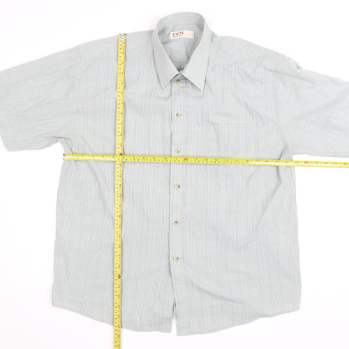 EWM Men's Grey Check Short Sleeve Button-Up Shirt Size L