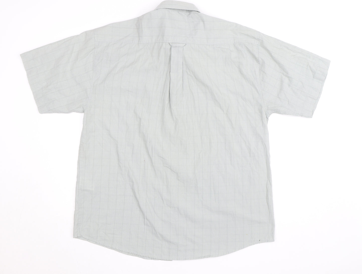 EWM Men's Grey Check Short Sleeve Button-Up Shirt Size L