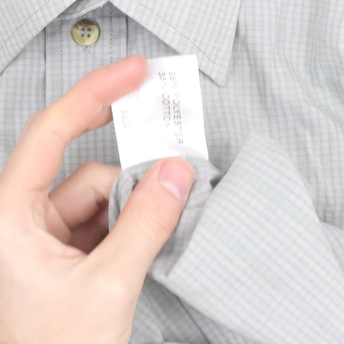 EWM Men's Grey Check Short Sleeve Button-Up Shirt Size L