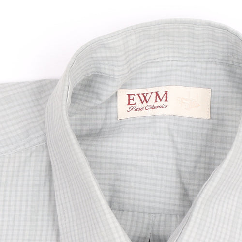 EWM Men's Grey Check Short Sleeve Button-Up Shirt Size L